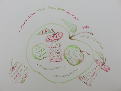 Sheila N, apples, calligraphy.JPG